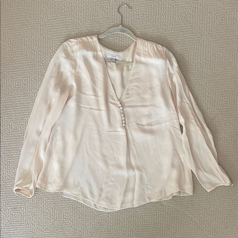 J. Crew Cream V-Neck Blouse
